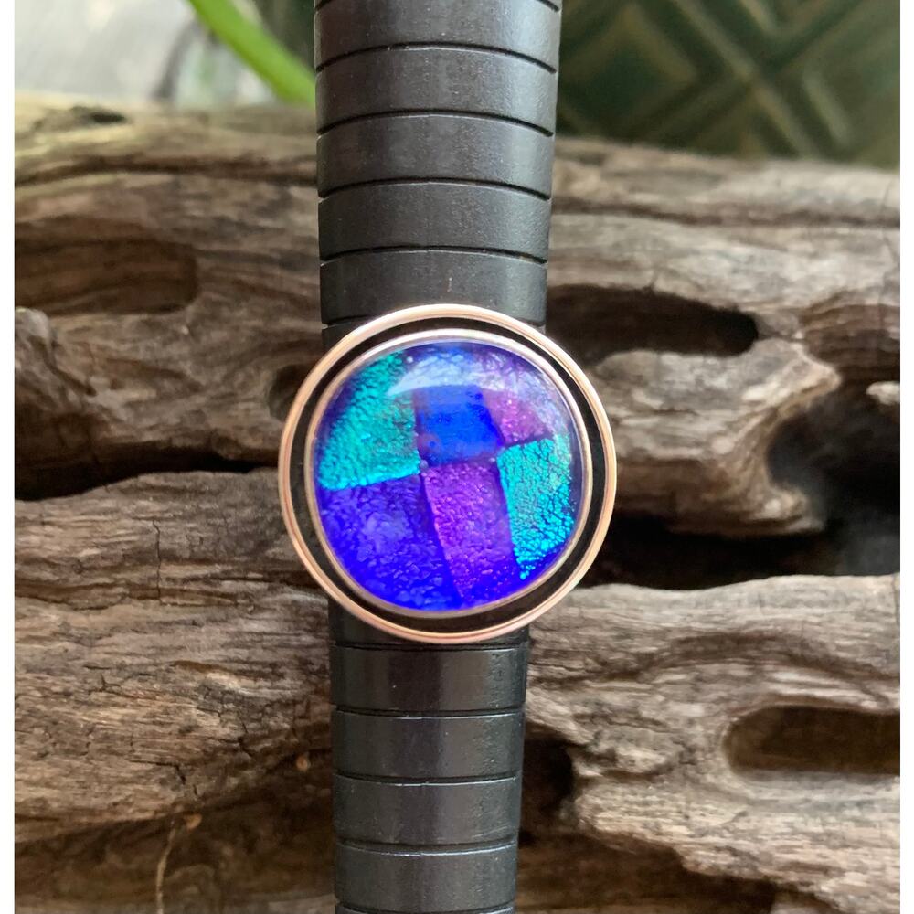 Dichroic Blue and Purple Galaxy Glass Ring Made In Mexico by CII
